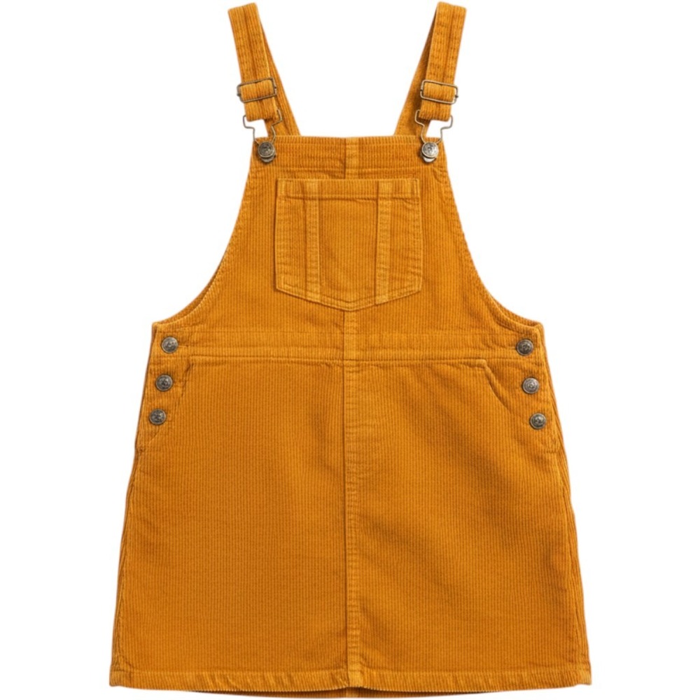 WallFlower Girl Corduroy Jumper Dress Kids S 7/8 Yellow Excellent Pinafore